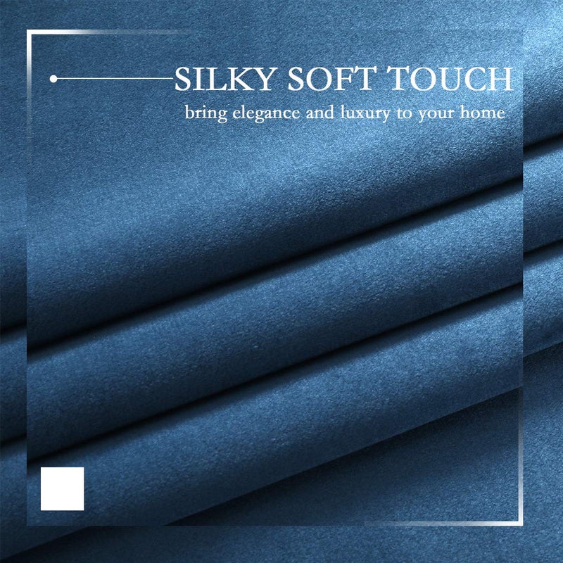 SPXTEX Blue Velvet Curtains 108 Inches Long - Super Soft Thermal Grommet Window Treatment for Bedroom, Light Blocking, 2 Panels, Stoneblue - Image 3
